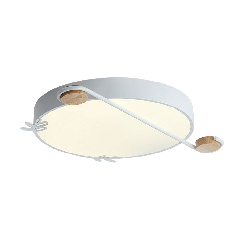 Geometric Led Ceiling Light In Nordic Style With Sprig Decor - Grey/White/Black - Wood For Living