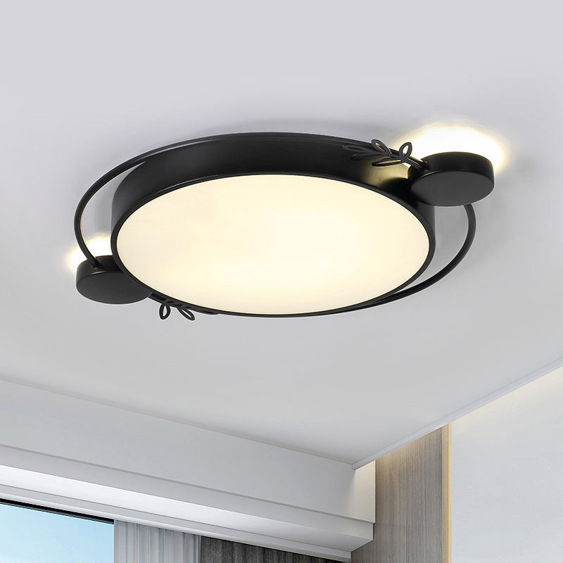 Modern Led Twig Round Iron Flush Mount Ceiling Light Black