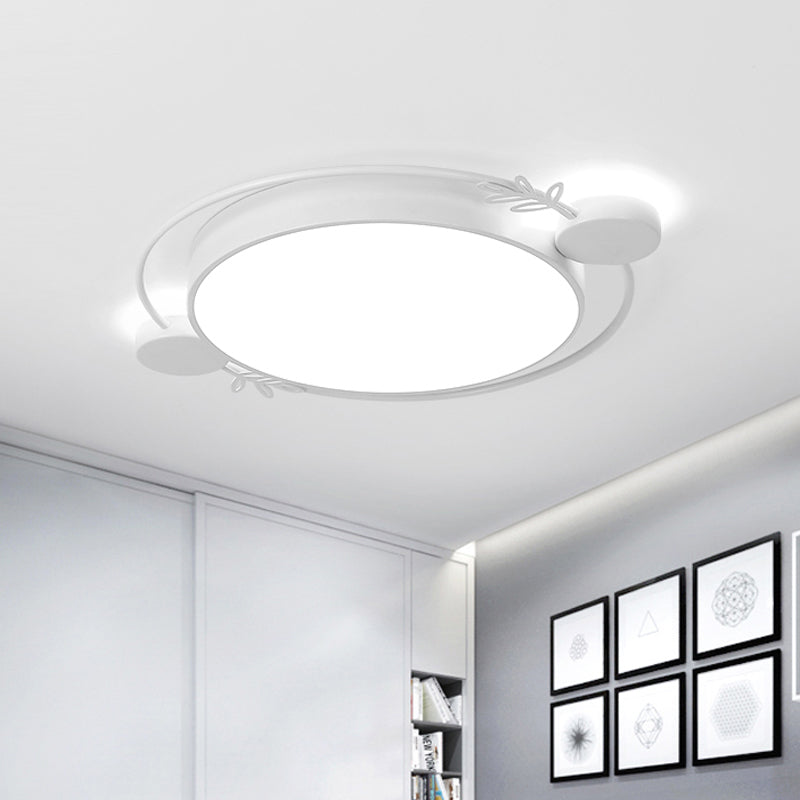 Modern Led Twig Round Iron Flush Mount Ceiling Light White