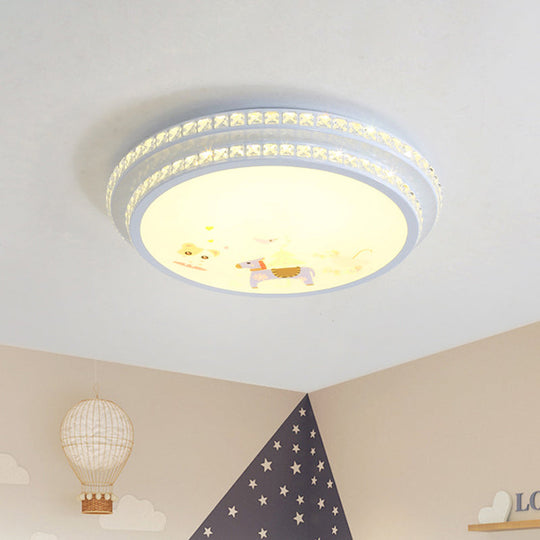 Modern Crystal-Encrusted Led Ceiling Lamp With 2 Tiers White Flush Mount Lighting & Cartoon Pattern