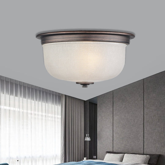 3 - Light Dome White Glass Flush Mount Ceiling Fixture For Country - Style Bedrooms