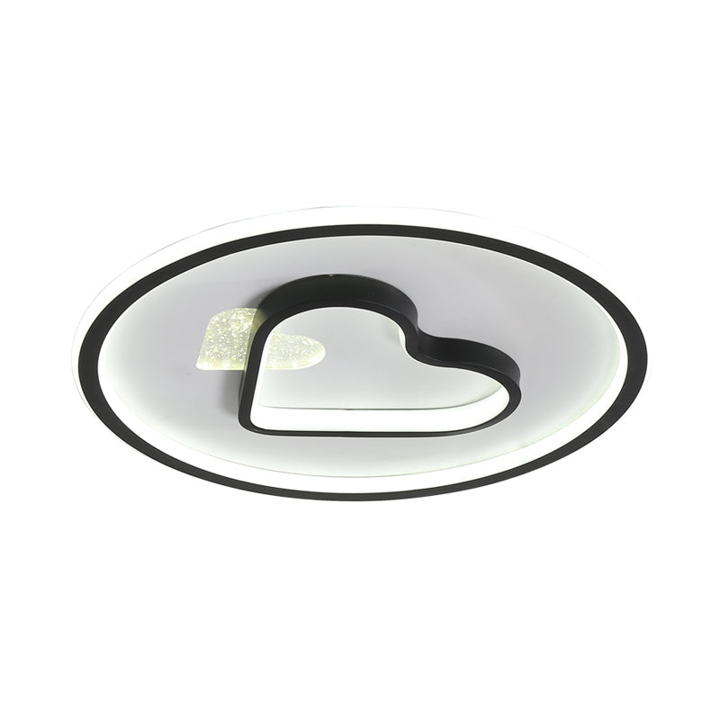 Kid Led Flush Mount Lamp: Vibrant Circle And Loving Heart Ceiling Fixture With Acrylic Shade