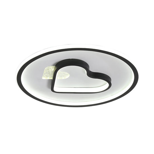 Kid Led Flush Mount Lamp: Vibrant Circle And Loving Heart Ceiling Fixture With Acrylic Shade