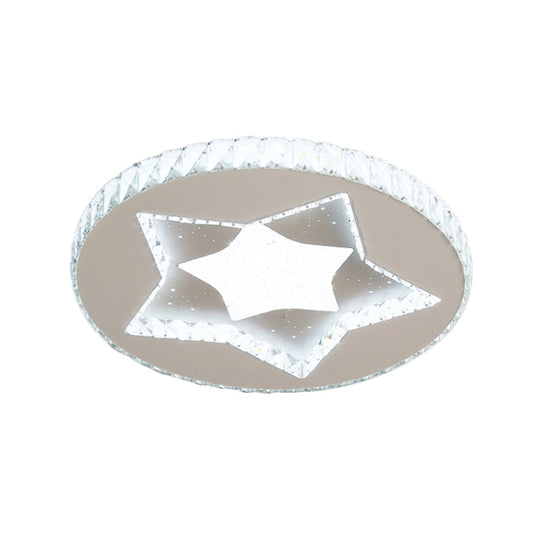 Led Moon/Star Cut Crystal Flush Light Fixture - Contemporary Ceiling Mount For Bedrooms