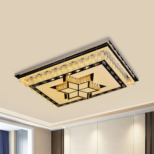 Modern Led Ceiling Light With Clear Crystal Rectangle Design And Nature - Inspired Patterns
