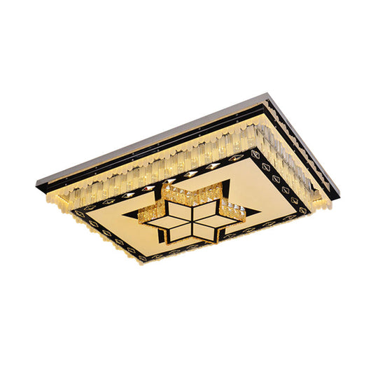 Modern Led Ceiling Light With Clear Crystal Rectangle Design And Nature - Inspired Patterns
