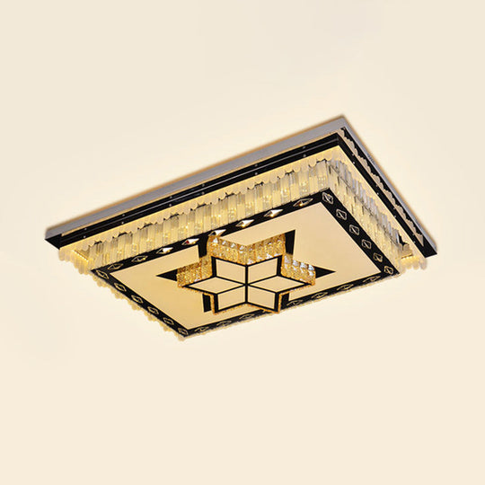 Modern Led Ceiling Light With Clear Crystal Rectangle Design And Nature - Inspired Patterns