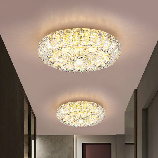 Simplicity Corridor Led Flushmount Ceiling Light With Clear Crystal Block Shade - 8’/12’ Options