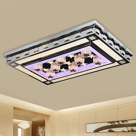 Modernist Led Flush Ceiling Light With Stainless-Steel Star/Cloud Design And Faceted Crystal Ideal