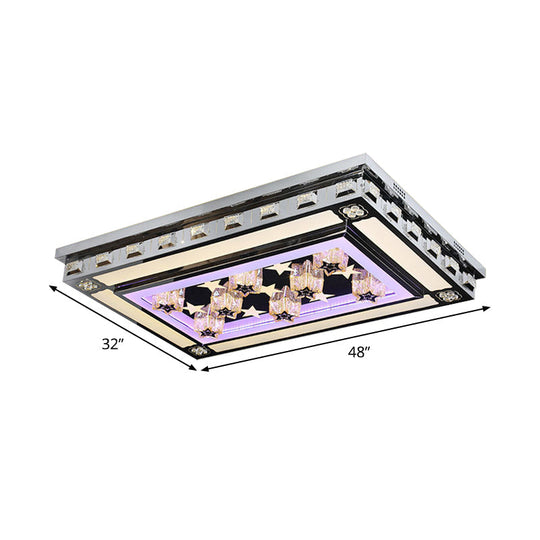 Modernist Led Flush Ceiling Light With Stainless-Steel Star/Cloud Design And Faceted Crystal Ideal