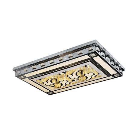 Modernist Led Flush Ceiling Light With Stainless-Steel Star/Cloud Design And Faceted Crystal Ideal