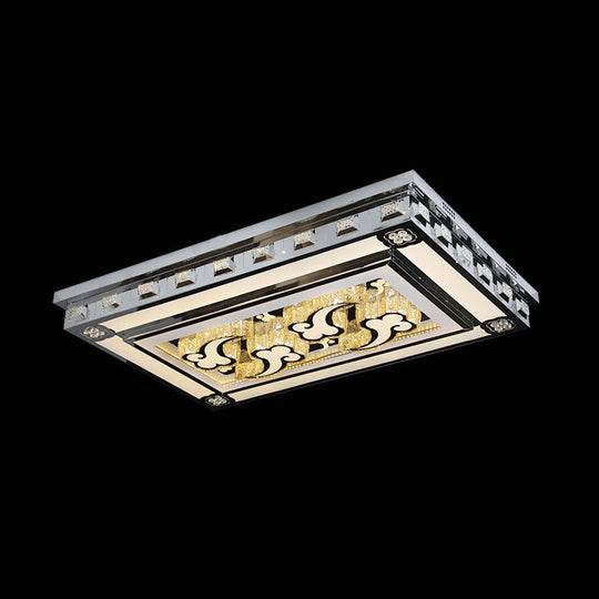 Modernist Led Flush Ceiling Light With Stainless-Steel Star/Cloud Design And Faceted Crystal Ideal