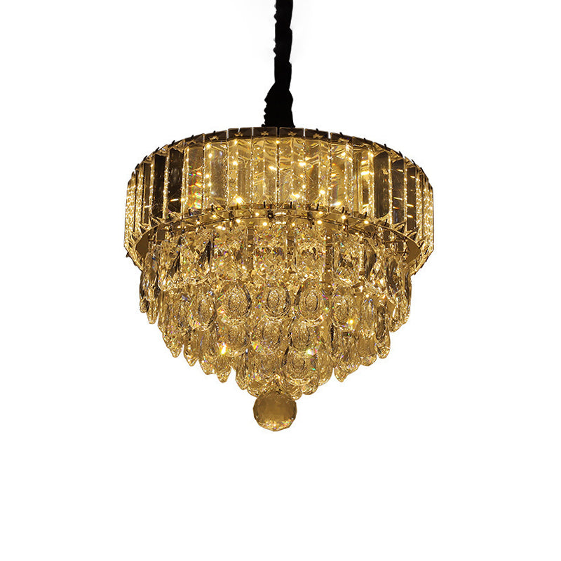 Contemporary Black Led Crystal Teardrop Pendant Light Fixture For Dining Room