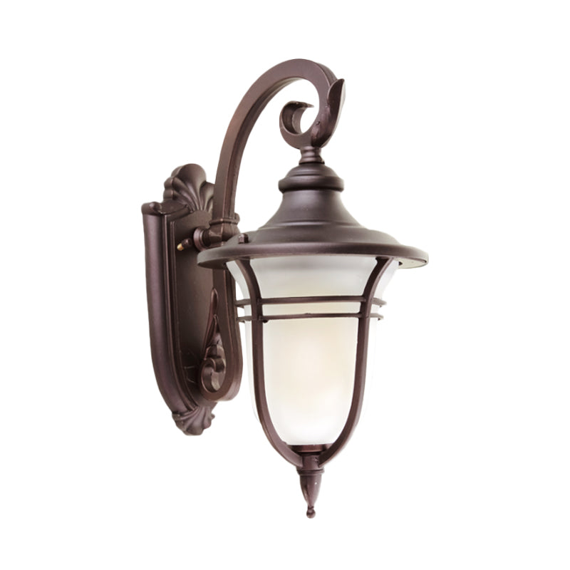 Milk Glass Coffee Sconce Lamp: Countryside Wall Mounted Light Fixture For Courtyard