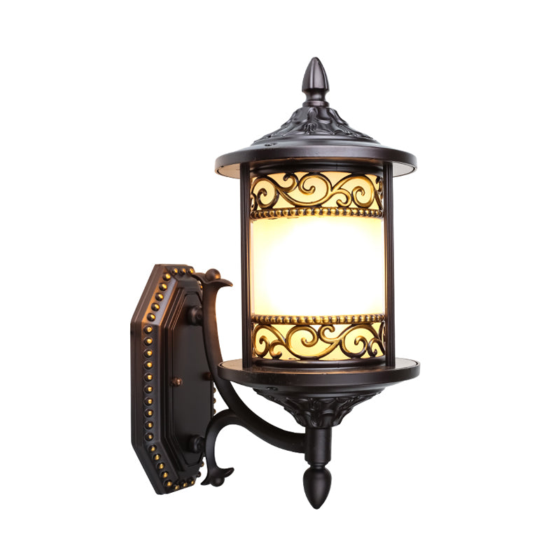Swoop Opal Glass Sconce Lamp - Countryside Single Head Wall Light (Dark Coffee)