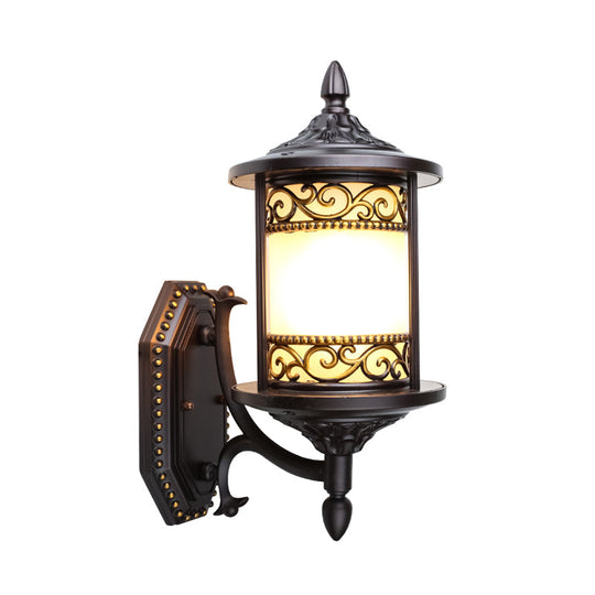 Swoop Opal Glass Sconce Lamp - Countryside Single Head Wall Light (Dark Coffee)