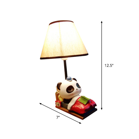 Brielle - Panda Sleeping Bear Resin Table Light Cartoon 1 Head Black-White Nightstand Lamp With