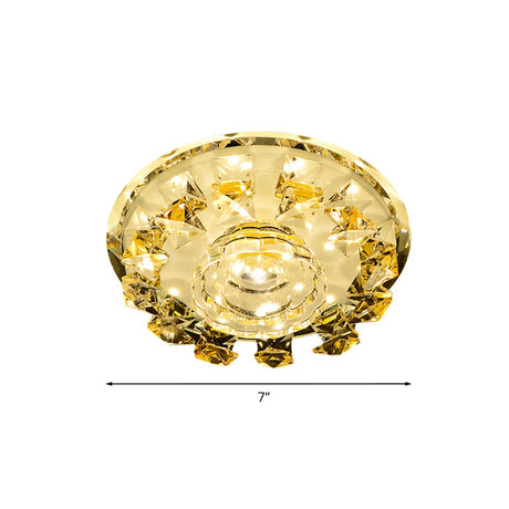 Modern Crystal Led Flush Light With Warm/White Lighting For Hallways Or Small Spaces