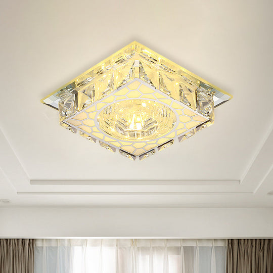 Modern Mini Led Ceiling Flush Mount Light With Clear Crystal For Hallway