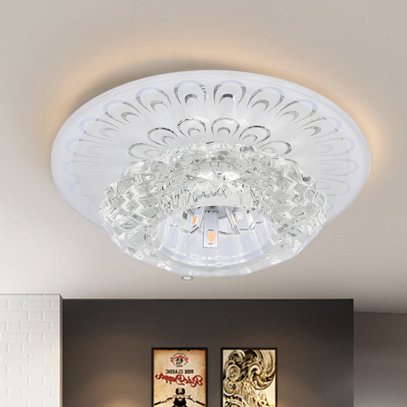 Modern Crystal Flower Hotel Flush Mount Led Ceiling Light Fixture - Layered Design 5.5/7 Wide