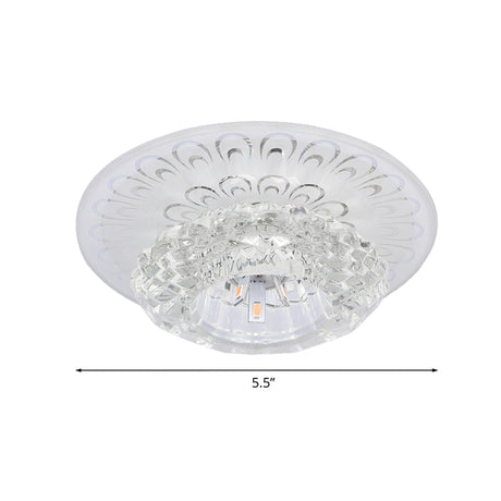 Modern Crystal Flower Hotel Flush Mount Led Ceiling Light Fixture - Layered Design 5.5’/7’ Wide