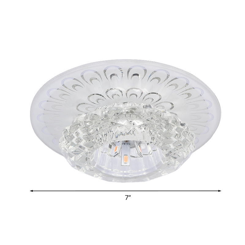 Modern Crystal Flower Hotel Flush Mount Led Ceiling Light Fixture - Layered Design 5.5/7 Wide