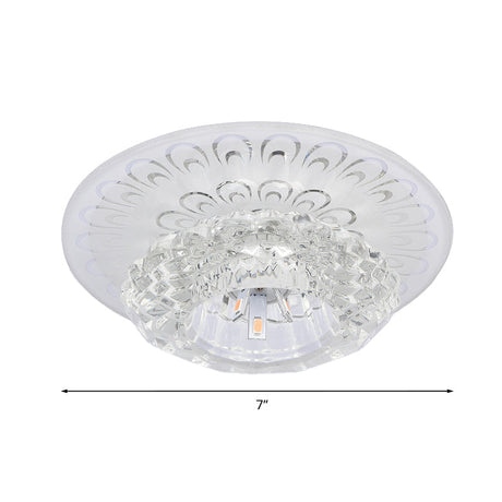 Modern Crystal Flower Hotel Flush Mount Led Ceiling Light Fixture - Layered Design 5.5/7 Wide