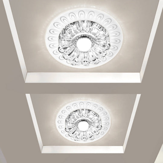 Clear Crystal Led Flush Mount Ceiling Lamp In Warm/White Light - Modernistic Bloom / White