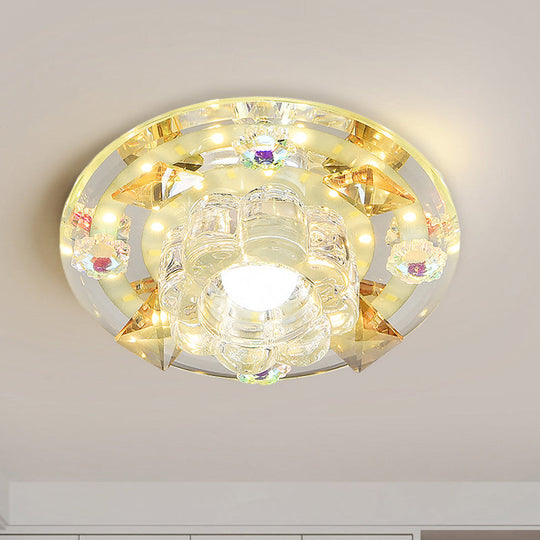 Butterfly Led Flush Mount Lamp - Blue/Amber Crystal Ceiling Light Amber