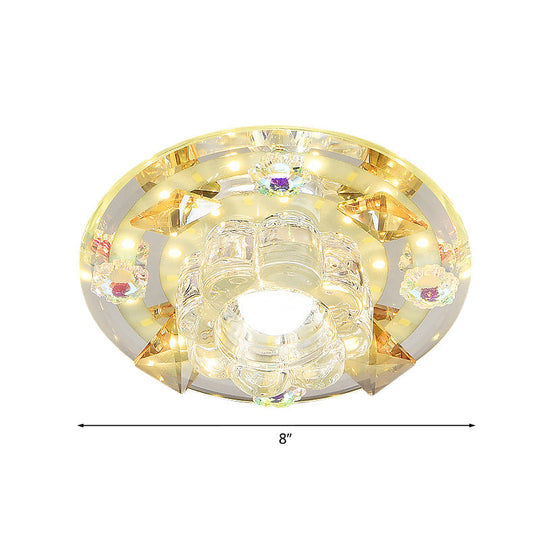 Butterfly Led Flush Mount Lamp - Blue/Amber Crystal Ceiling Light