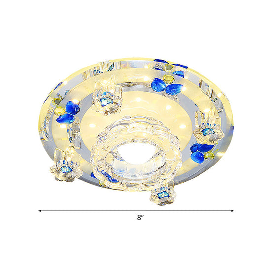 Butterfly Led Flush Mount Lamp - Blue/Amber Crystal Ceiling Light