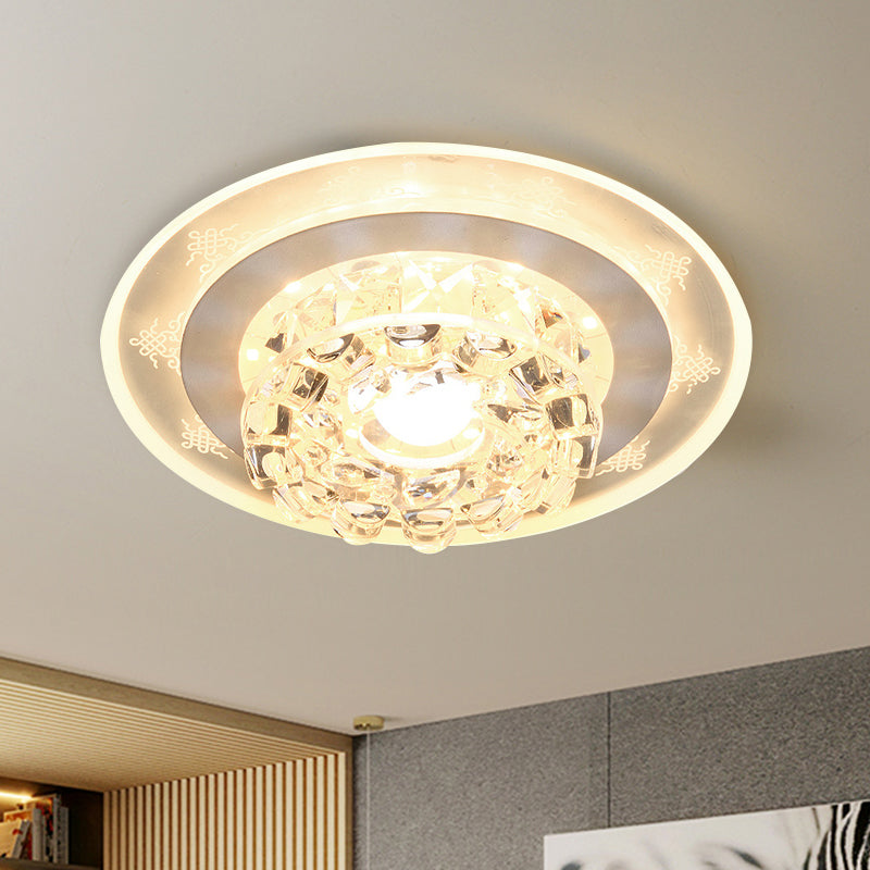 Modern Led Flushmount Recessed Lighting: Geometric & Round Crystal Ceiling Light For Foyer Clear /