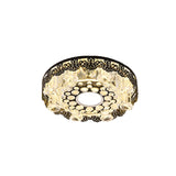Black Crystal Floral-Trim Led Close-To-Ceiling Lamp - Contemporary Square/Round Design