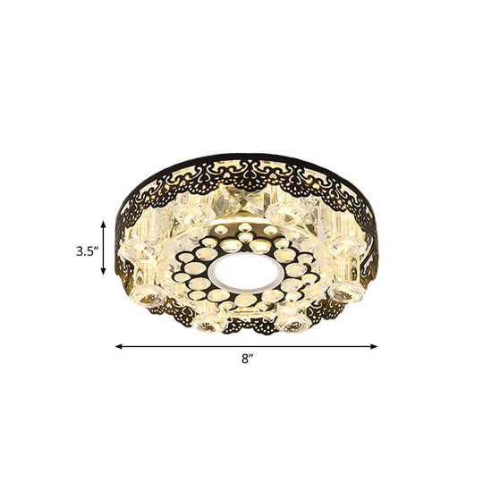 Black Crystal Floral - Trim Led Close - To - Ceiling Lamp - Contemporary Square/Round Design