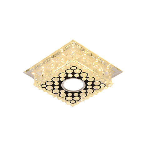 Led Crystal Ceiling Light With Bubble Pattern - Modern Flush Mount Fixture