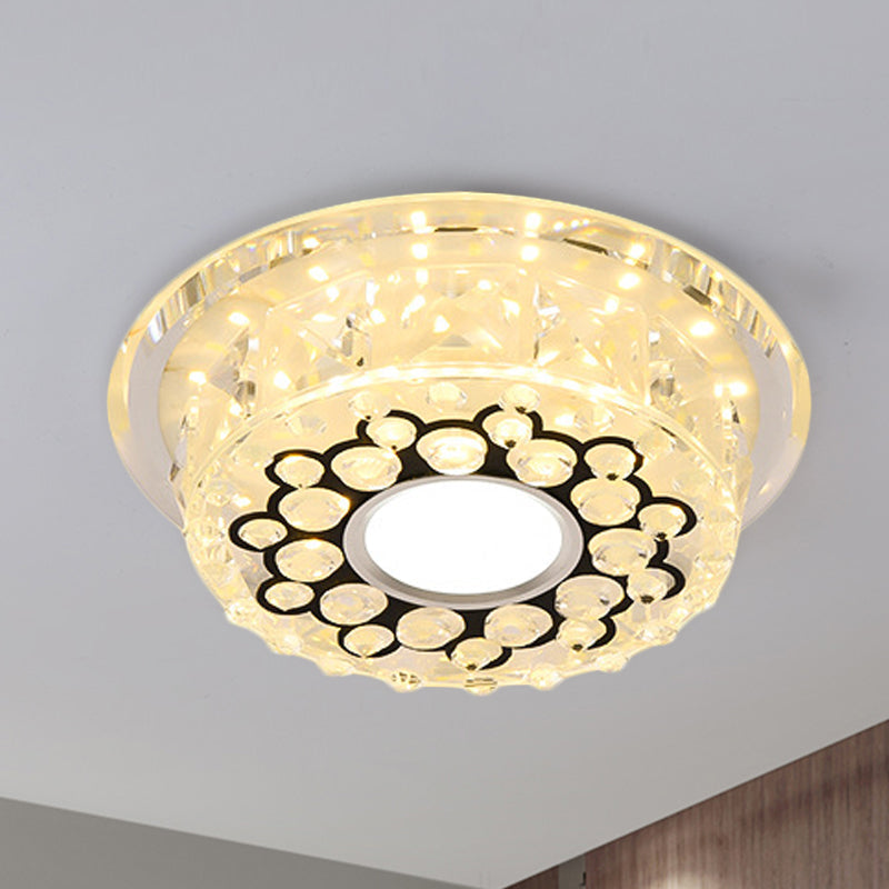 Led Crystal Ceiling Light With Bubble Pattern - Modern Flush Mount Fixture Clear / Round