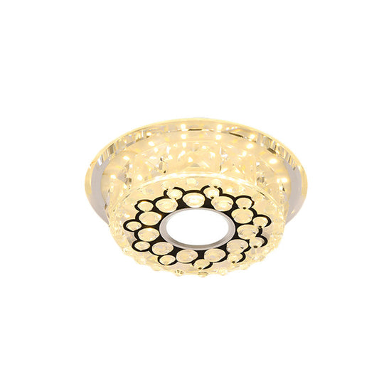 Led Crystal Ceiling Light With Bubble Pattern - Modern Flush Mount Fixture