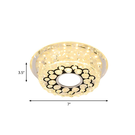 Led Crystal Ceiling Light With Bubble Pattern - Modern Flush Mount Fixture