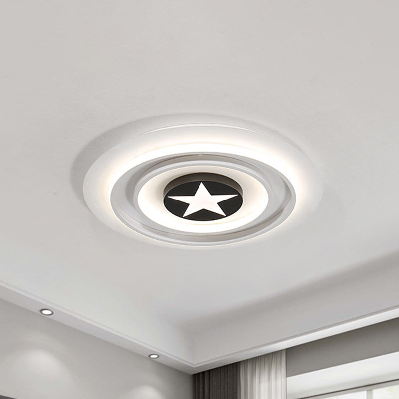 White Star Flushmount Cartoon Acrylic Led Ceiling Light In Warm/White / Warm