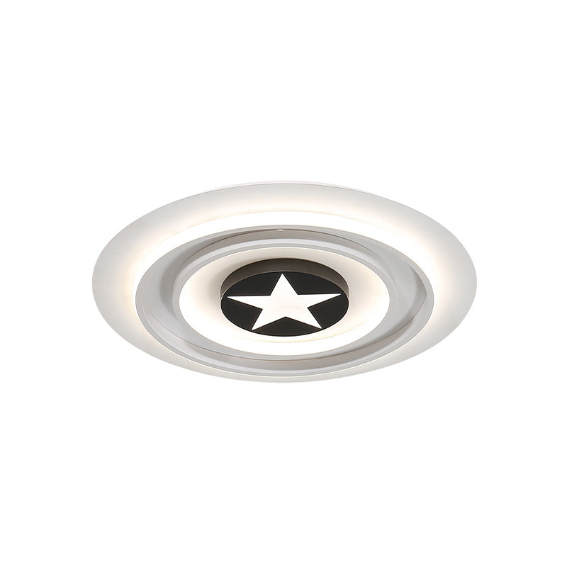 White Star Flushmount Cartoon Acrylic Led Ceiling Light In Warm/White