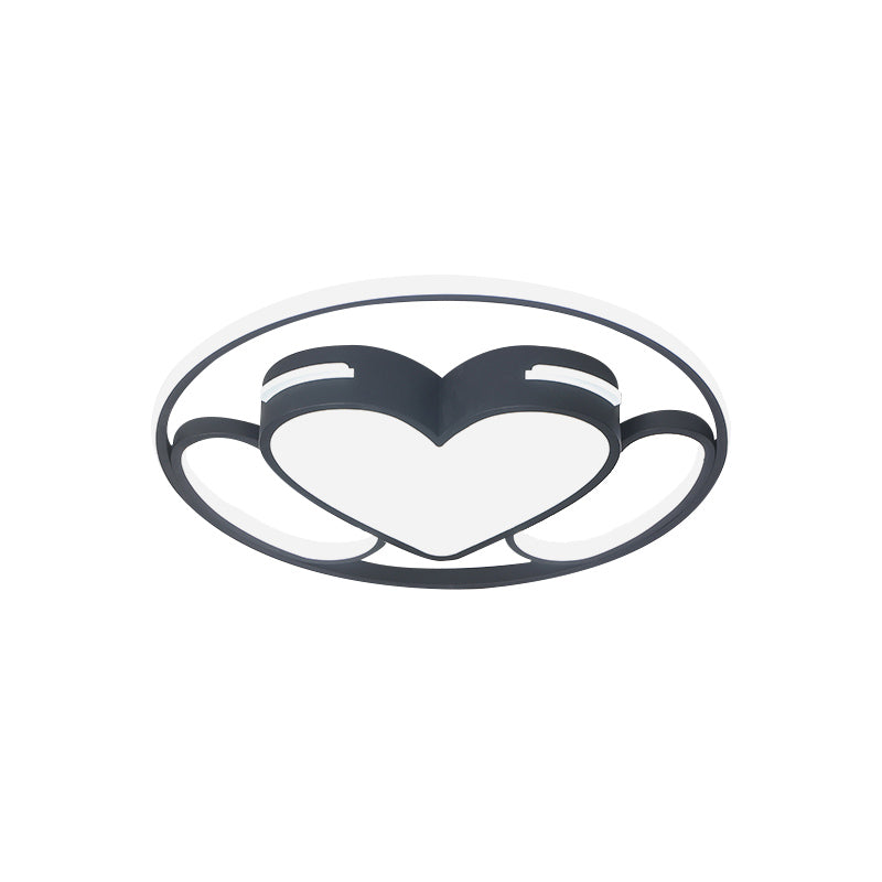 Modern Heart-Shaped Led Ceiling Fixture In Black And White With Warm/White Light