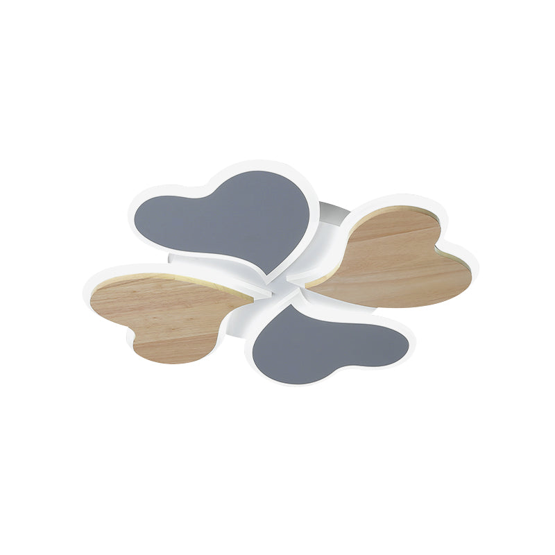 Nordic - Style 4 - Leaf Clover Led Ceiling Light With Blue And Wood Finish