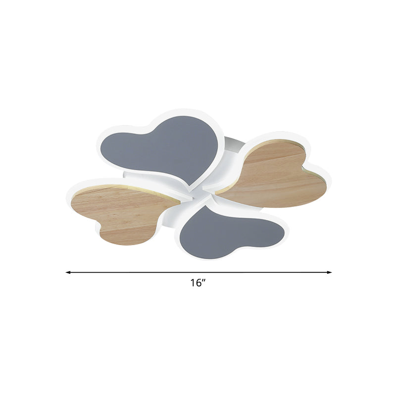 Nordic - Style 4 - Leaf Clover Led Ceiling Light With Blue And Wood Finish