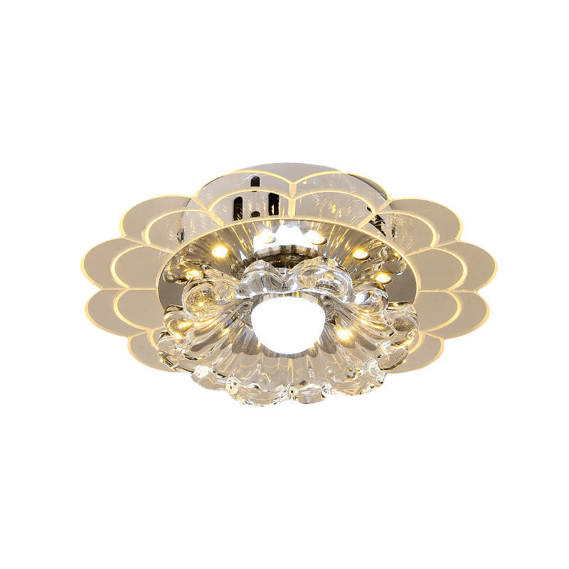 Modern Crystal Led Flush Mount Ceiling Light For Living Room