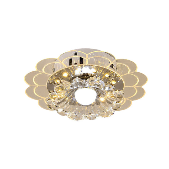 Modern Crystal Led Flush Mount Ceiling Light For Living Room