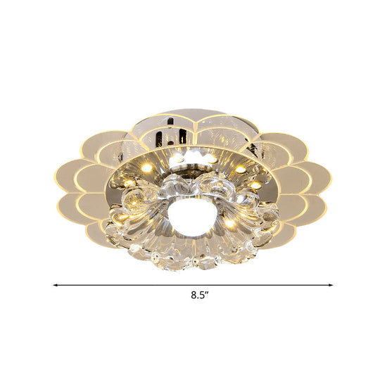 Modern Crystal Led Flush Mount Ceiling Light For Living Room