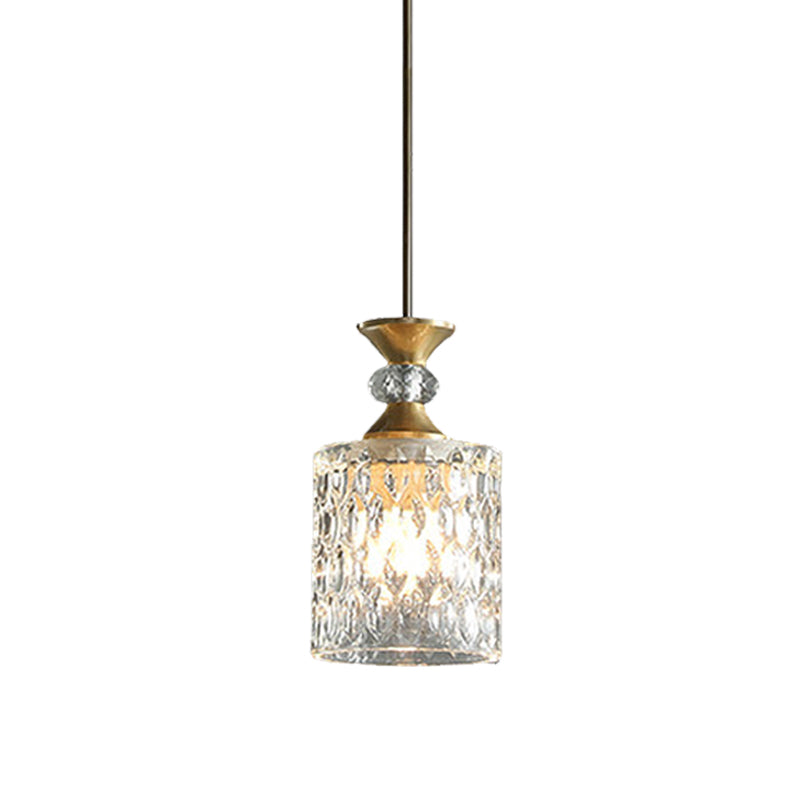 Modern Gold Crystal Drop Pendant Lamp With 1-Bulb For Restaurant Down Lighting