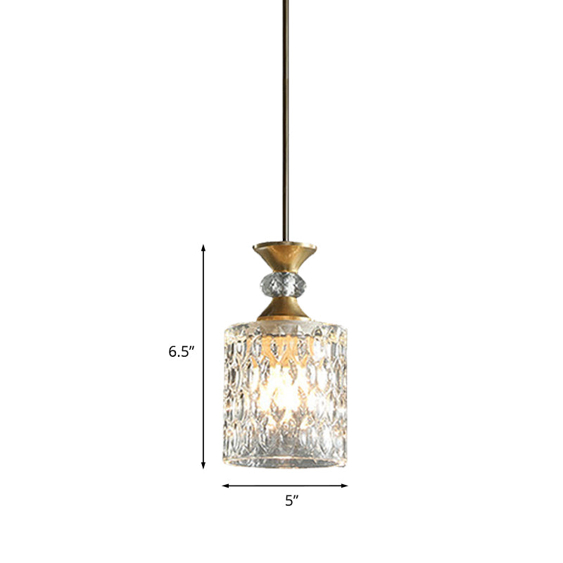 Modern Gold Crystal Drop Pendant Lamp With 1-Bulb For Restaurant Down Lighting