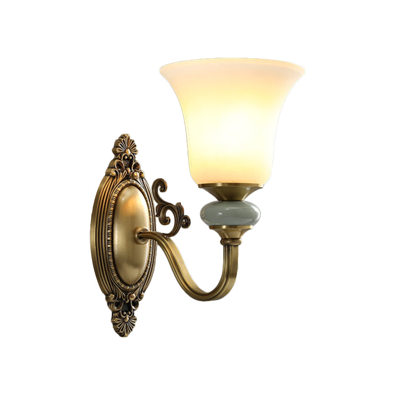 Frosted Glass Wall Lamp With Vintage Brass Finish For Bedside And Lighting