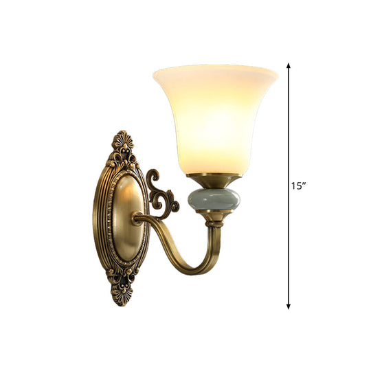 Frosted Glass Wall Lamp With Vintage Brass Finish For Bedside And Lighting